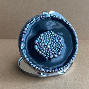 Resin mirror, pocket mirror, black compact mirror, bridesmaid compact, purse mirror, mothers day mirror, artisan compact, custom mirror