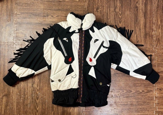 Neiman Marcus Gallery Vintage South Western Horse Puffer Jacket 1980s Sz XS Etsy