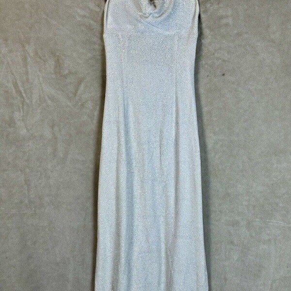 Vintage 90s Jessica McClintock Slip Dress Glitter White Sparkle Long Elegant 2