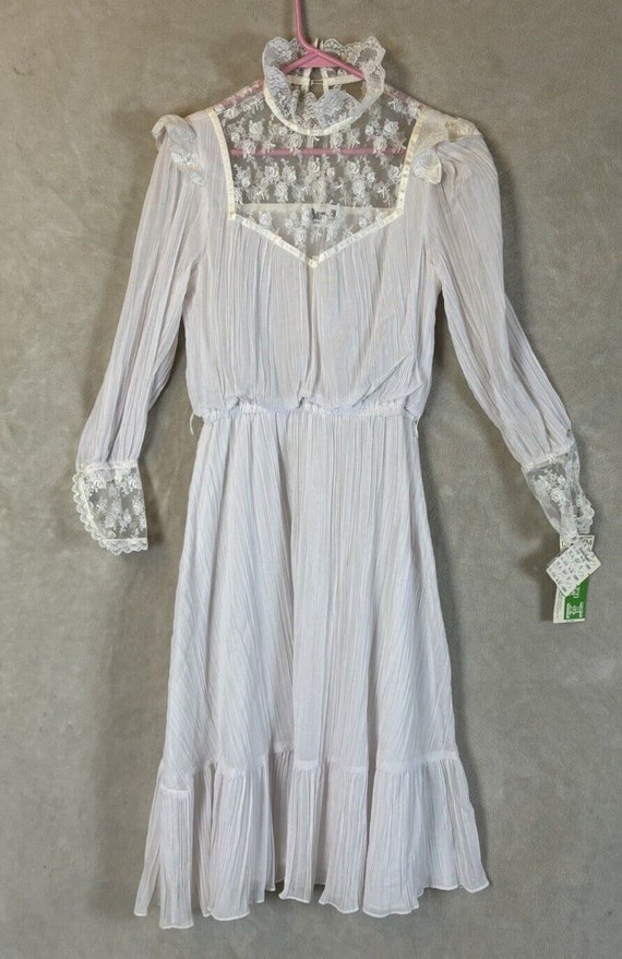 Vintage Act 1 70s Cotton Lace Dress Cottage Core E