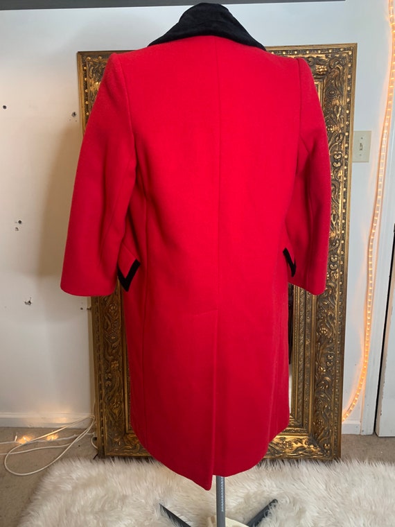 vintage wool red and black velvet Pea coat girls … - image 4