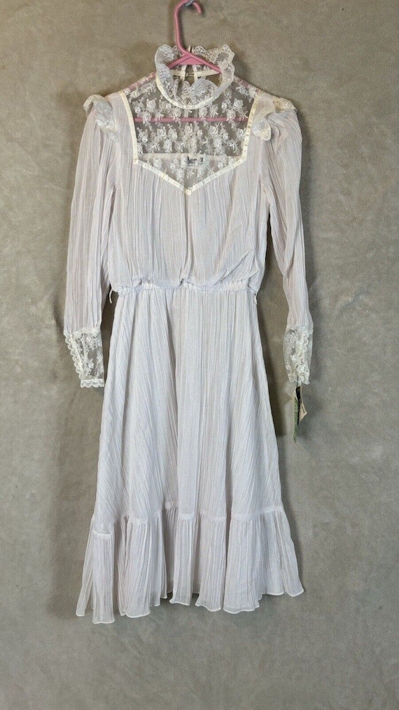 Vintage Act 1 70s Cotton Lace Dress Cottage Core … - image 2