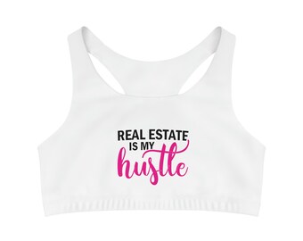Real estate sports bra, realtor sports bra, realtor gym, real estate gym, gifts for realtor, Seamless Sports Bra (AOP)