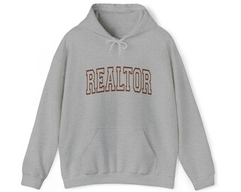Realtor Hoodie Red outline lettering, Unisex Heavy Blend™ Hooded Sweatshirt, realtor gifts, realtor apparel