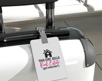 Realtor luggage tag, realtor bag tag, gifts for realtor, real estate tag, bag tag, luggage tag, Saffiano Polyester Luggage Tag, Rectangle