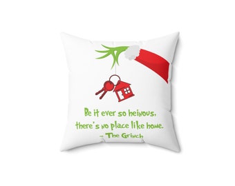 Grinch Spun Polyester Square Pillow, realtor gifts, christmas gifts, Grinch