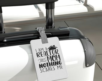 Realtor luggage tag, realtor bag tag, gifts for realtor, real estate tag, Saffiano Polyester Luggage Tag, Rectangle