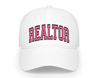 Realtor Pink Lettering Low Profile Baseball Cap, realtor gifts