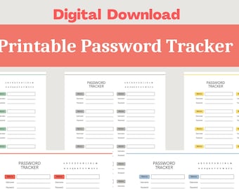 Printable Password Tracker, Account Keeper (Digital Download)