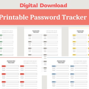 Password Tracker Printable, Password Book Digital Download, Password Keeper for Account Safety, Password Template