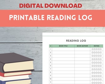 Diário de Leitura, Rastreador e Planejador de Livros para Imprimir (Download Digital)
