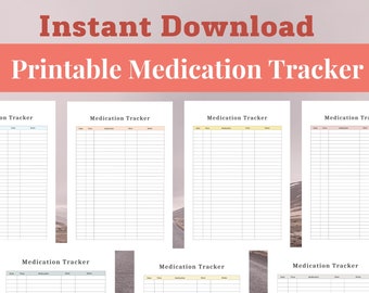 Printable Medication Tracker, Planner Inserts (Digital Download)