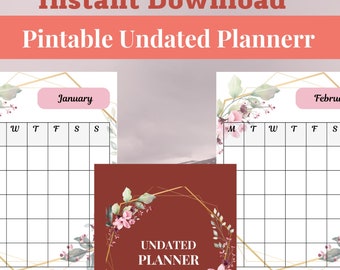 Undated Productivity Planner, Brain Dump Printable, Habit & Meal Tracker (PDF)