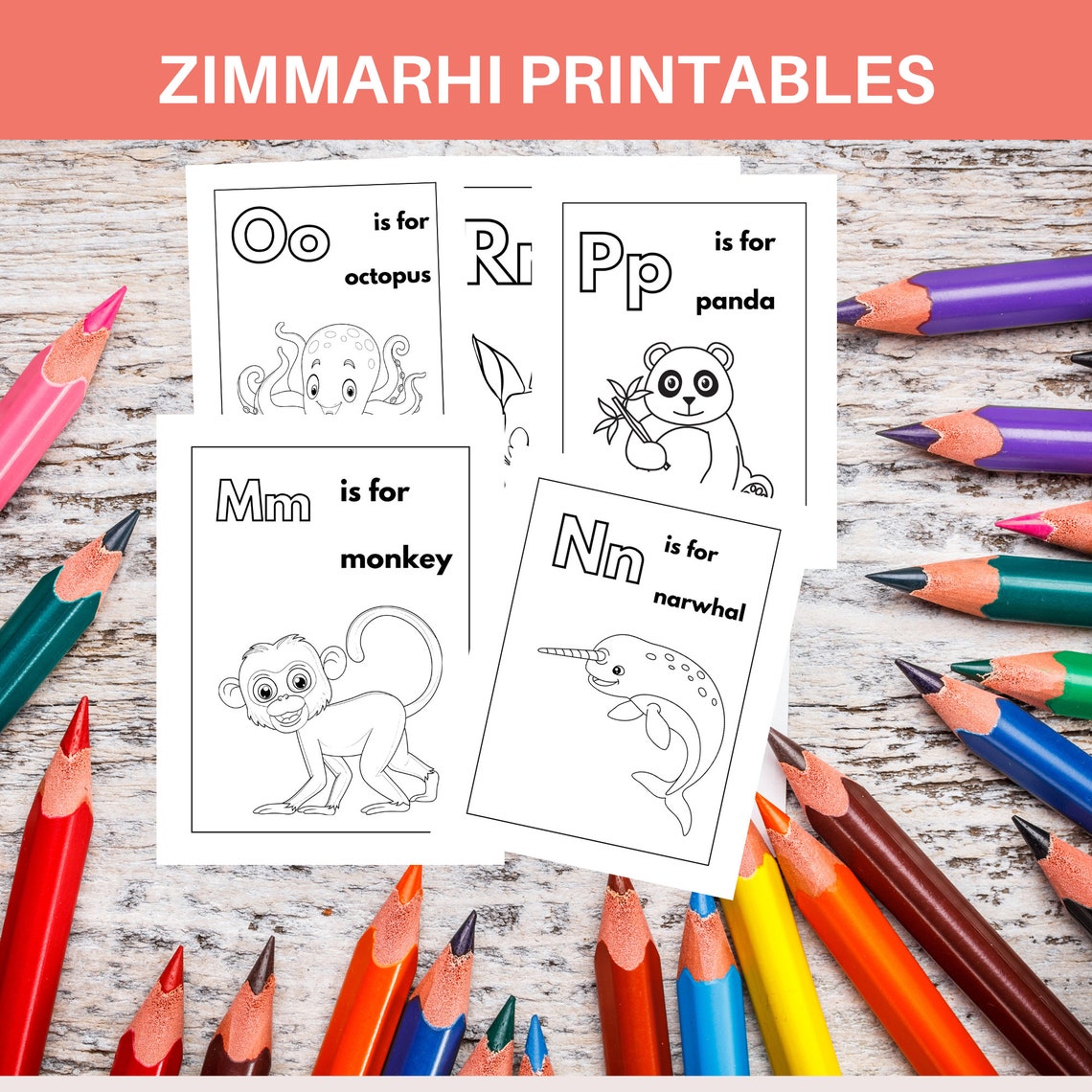 Animal Alphabet Coloring Pages Alphabet Printable Coloring - Etsy