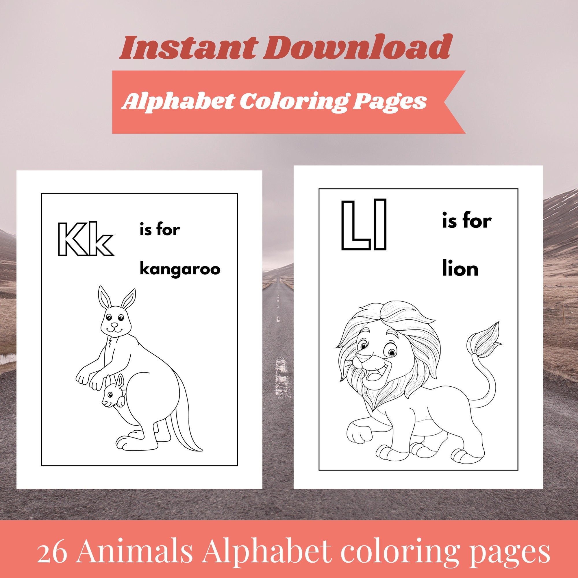Animal Alphabet Coloring Pages, Alphabet Printable Coloring Book