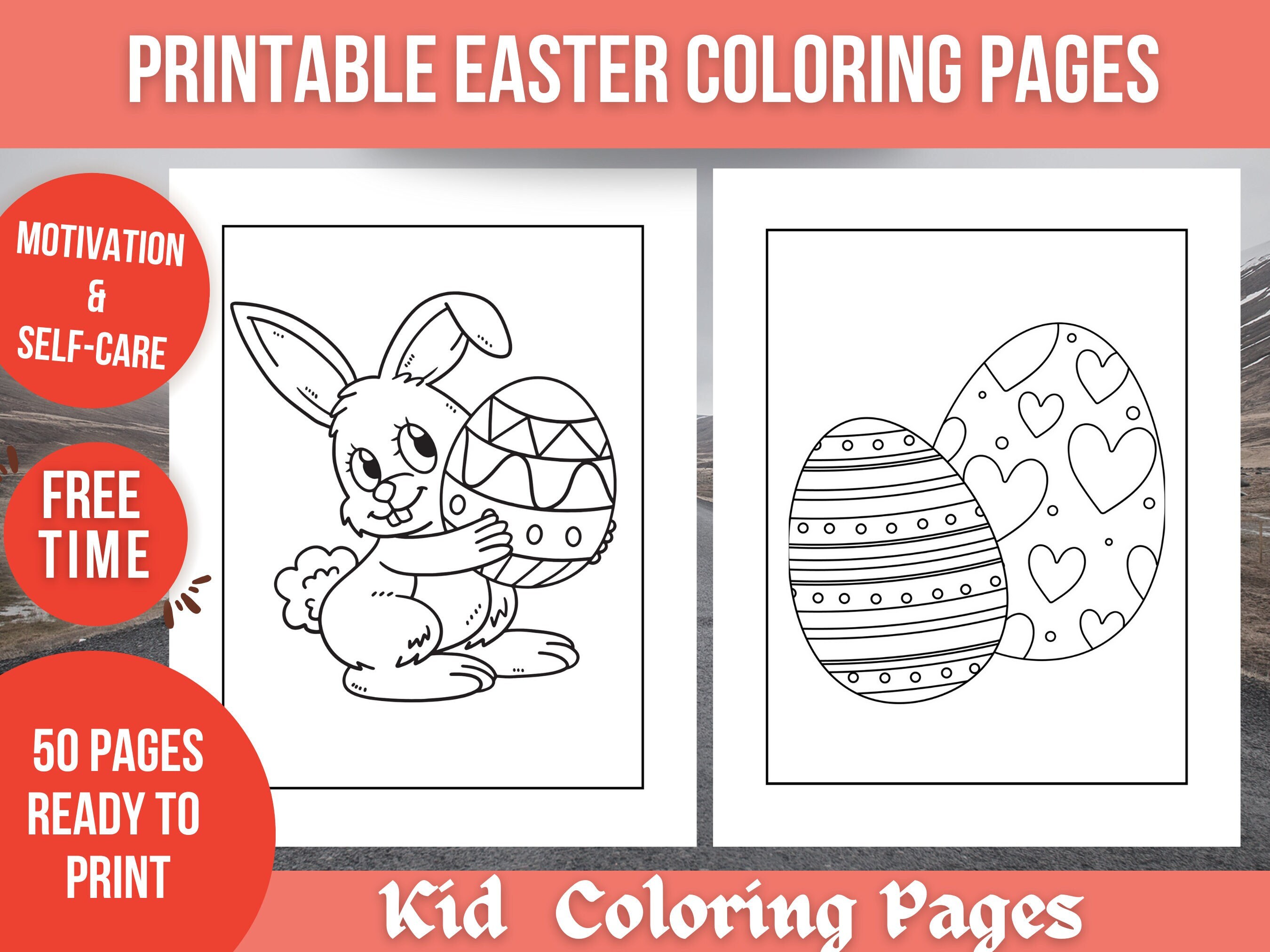 Easter Coloring Pages for Kids, 50 Unique Designs (PDF) - Etsy