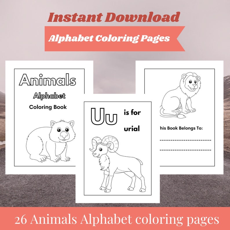 Animal Alphabet Coloring Pages Alphabet Printable Coloring Etsy