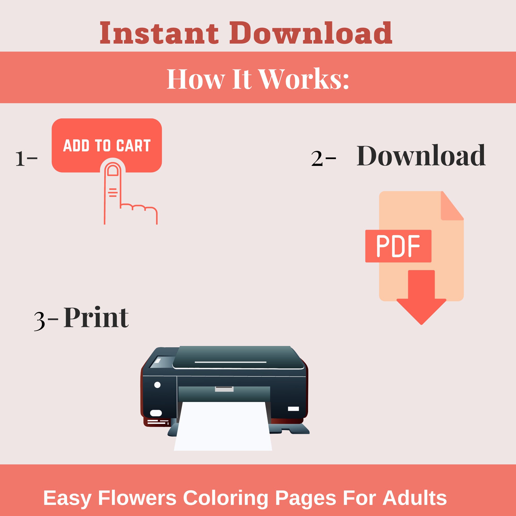 Printable Adult Coloring Pages, Flower Coloring Sheets Instant Download ...
