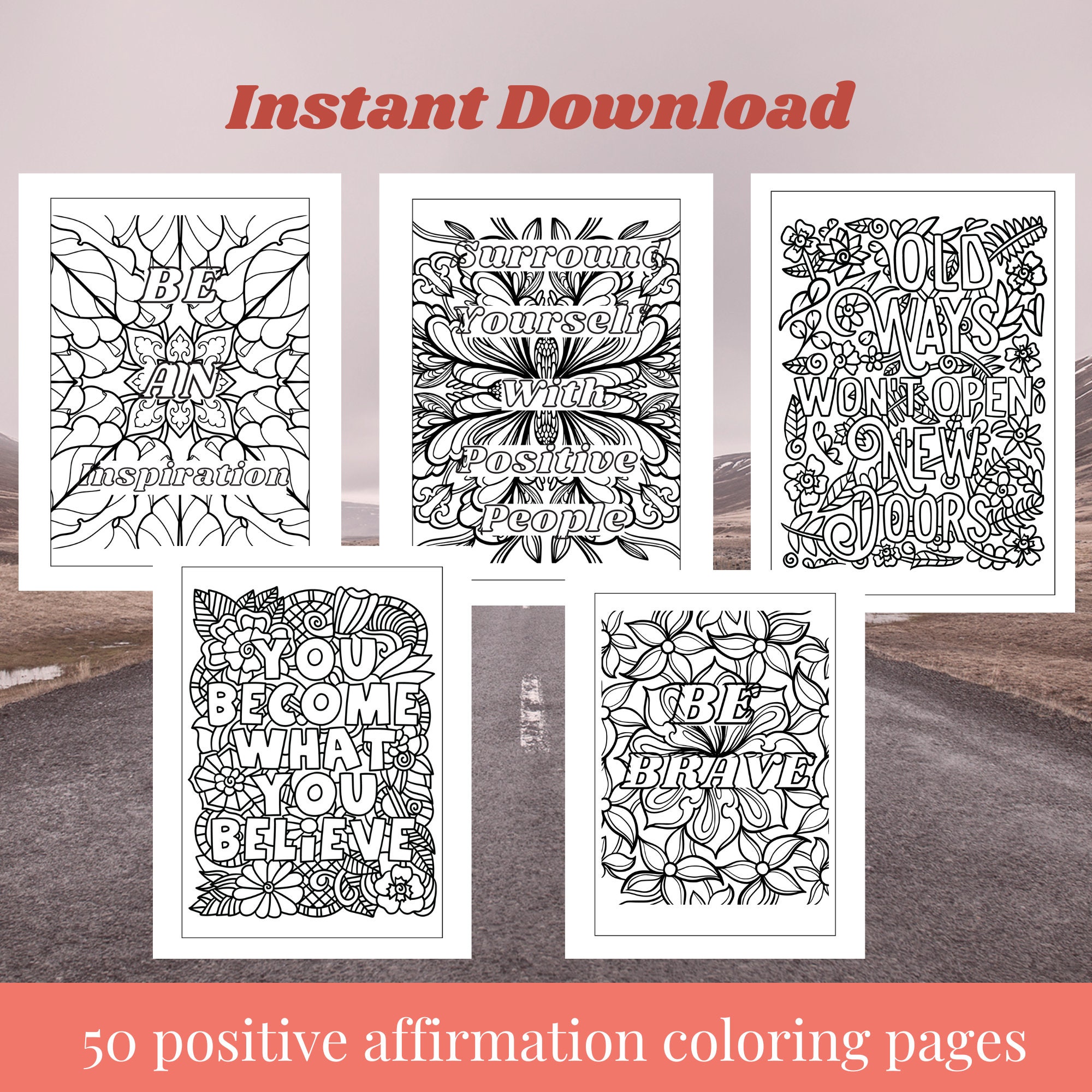 Coloring Postive Positive Affirmations Coloring Pages, Anxiety Relief (PDF Download) - Etsy