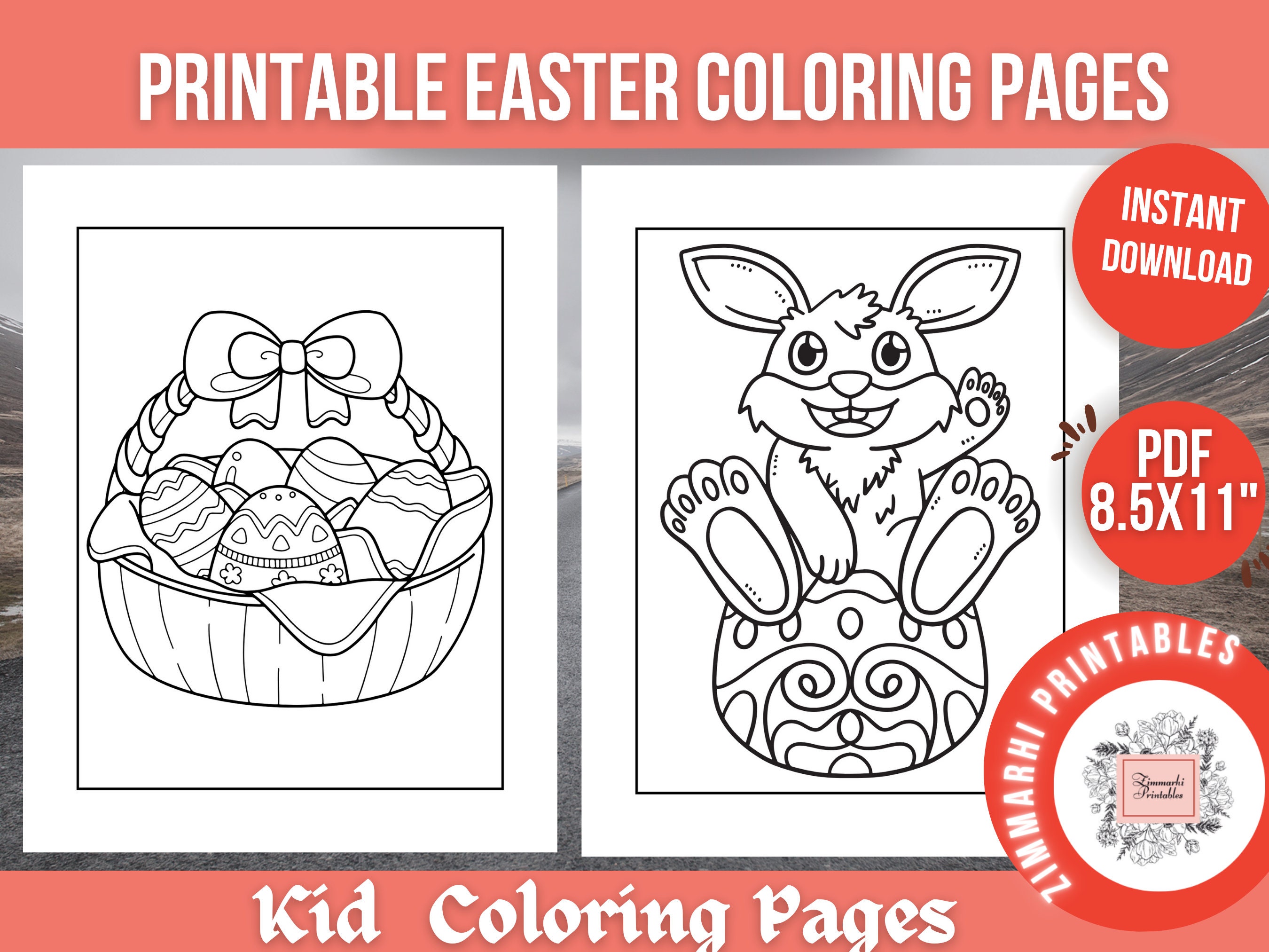 Easter Coloring Pages for Kids, 50 Unique Designs (PDF) - Etsy