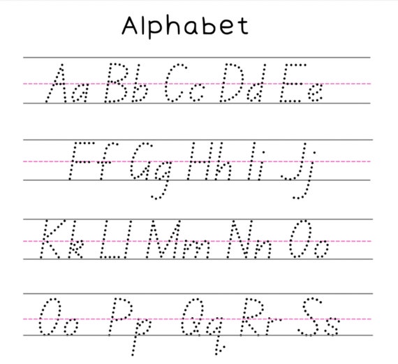 Handwriting Practice Printable Dotted Alphabet Educational - Etsy