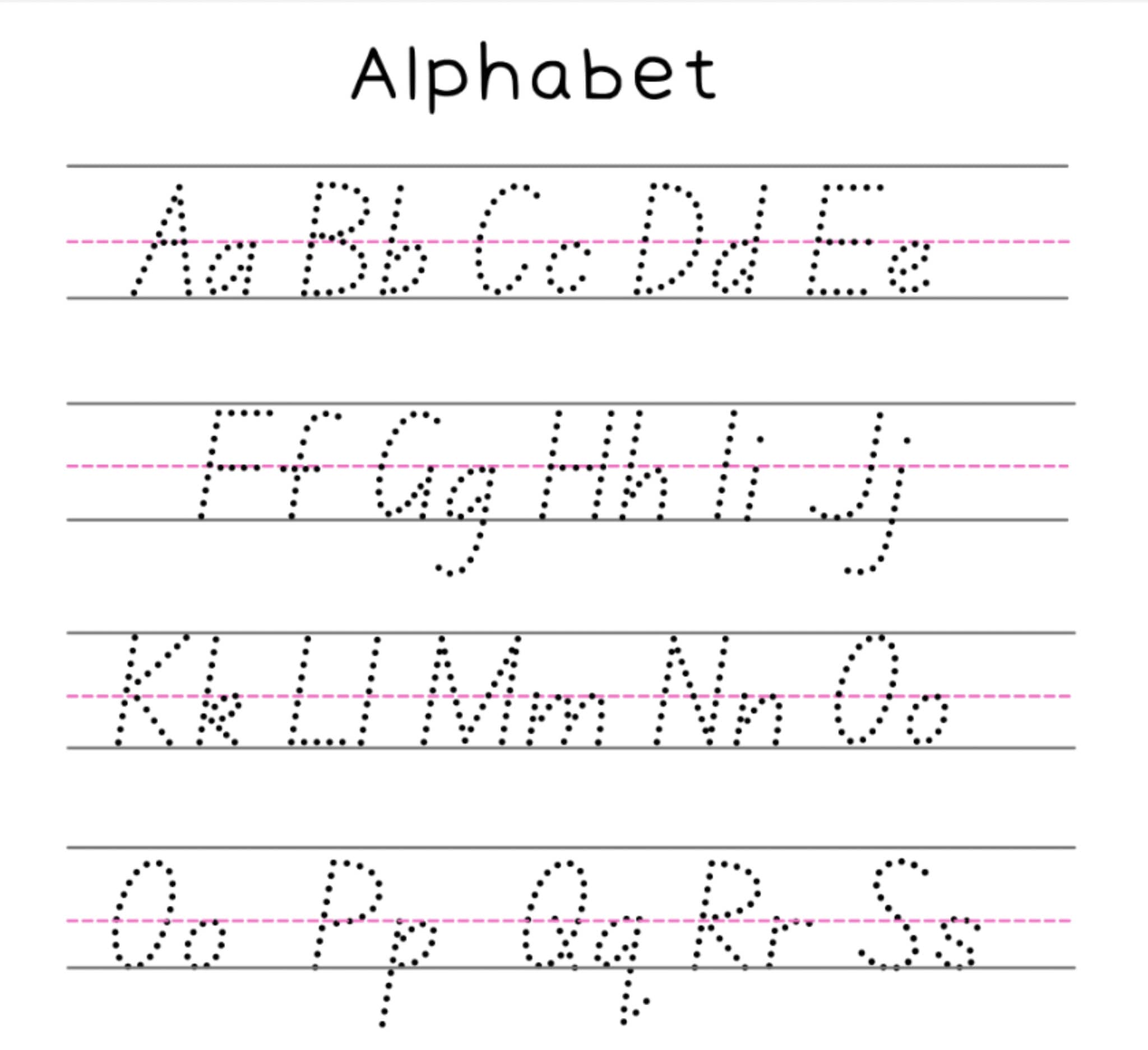 Handwriting Practice Printable Dotted Alphabet Educational EYFS Pre