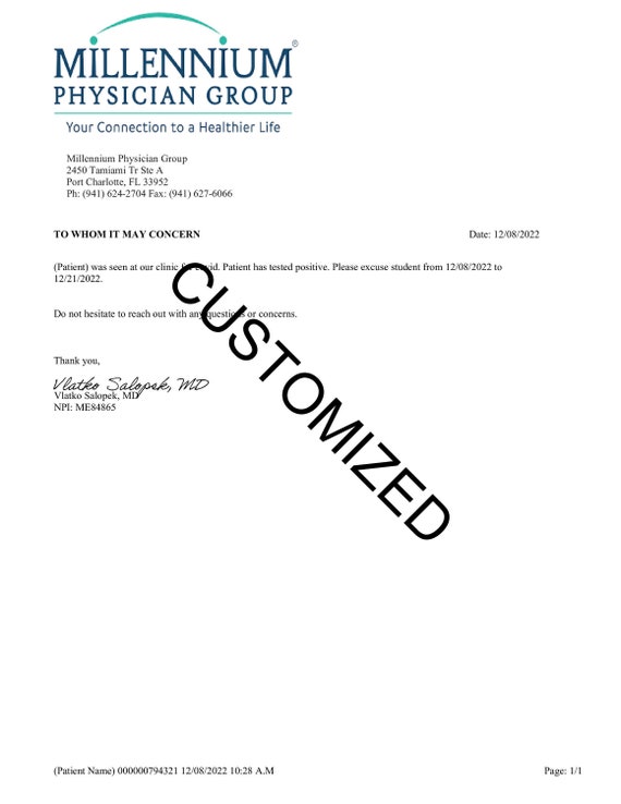 Editable Real Virtual & Customized Doctors Note - Etsy Australia