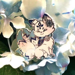 Winter Kitsune Pin