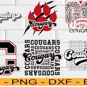 Team Mascot SVG, Cougars Svg ,School Spirit Bundle, Retro Design Cougars  Pride Png, Football Cheer Svg, Cougars Paw Svg, Cricut Cut File