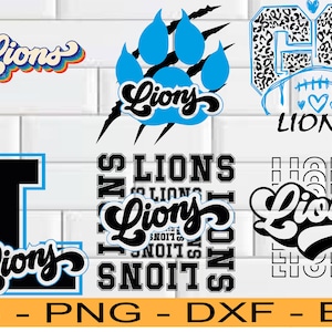 Lions Mascot SVG Bundle: Retro School Spirit Designs (Digital Files)