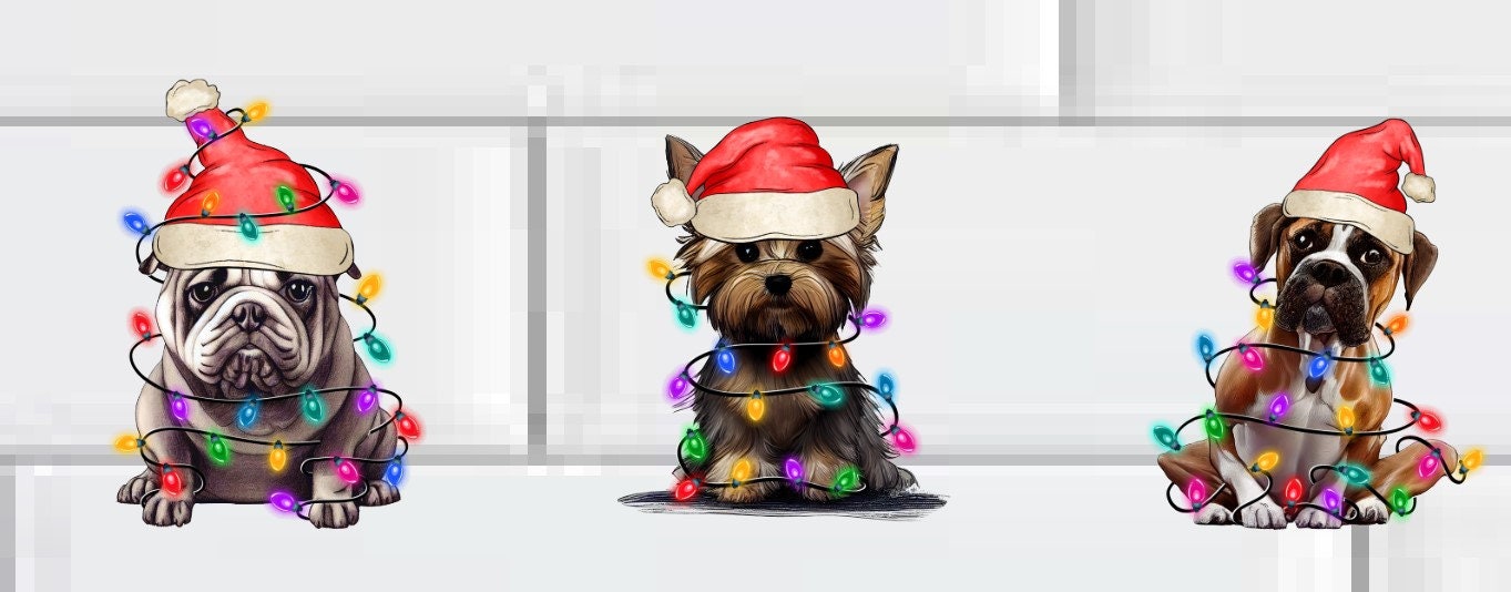 Christmas PNG, Christmas Light Dogs, Christmas Fur Friends, Christmas