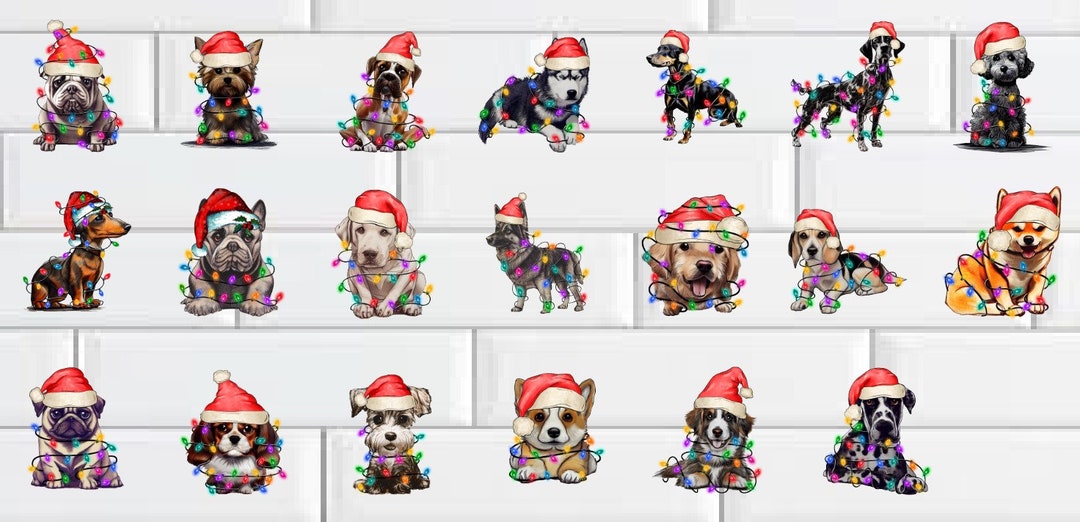 Christmas PNG, Christmas Light Dogs, Christmas Fur Friends, Christmas