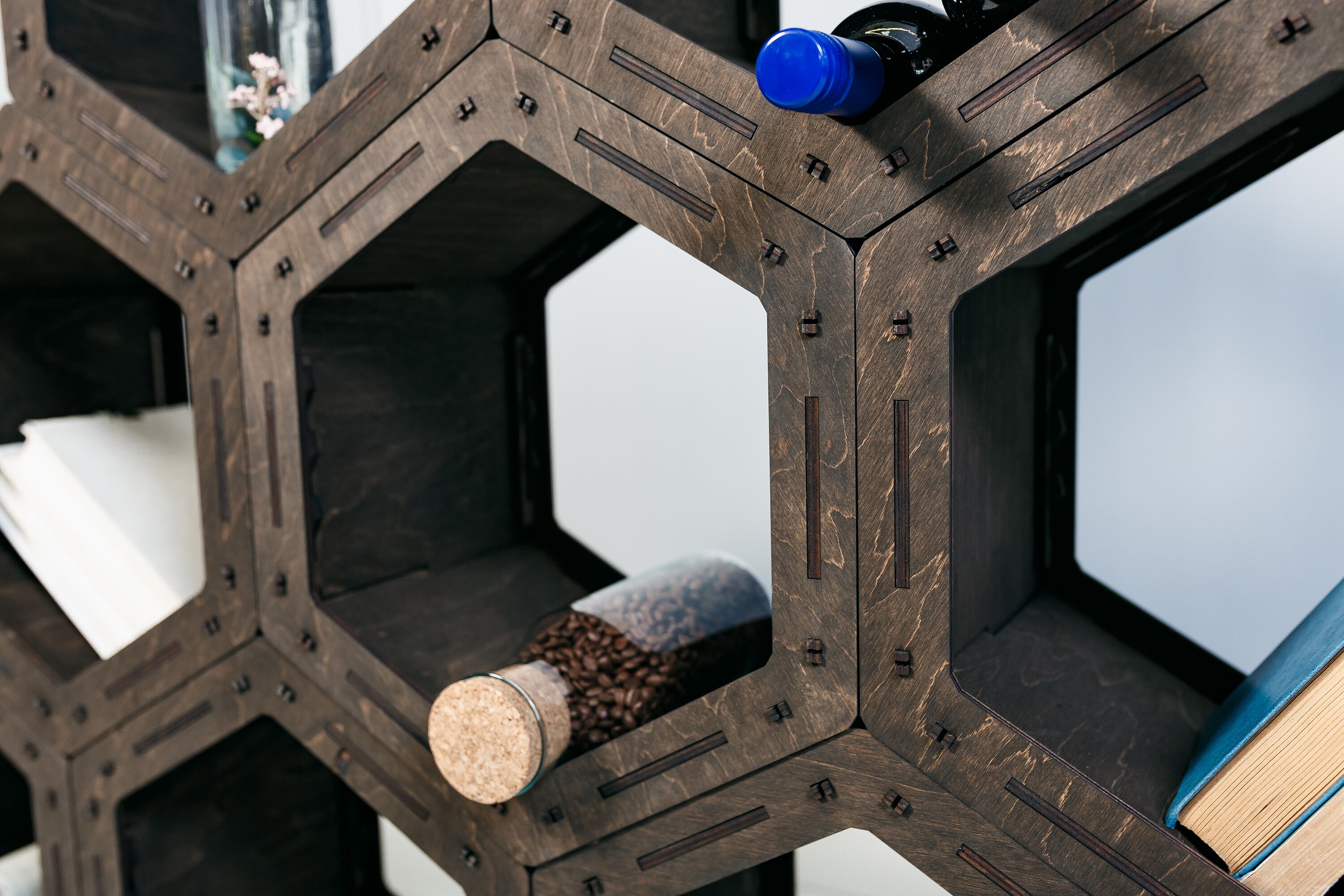 Hexagon Shelves Big Set Of Wood Bookshelves Wooden Shelves Etsy