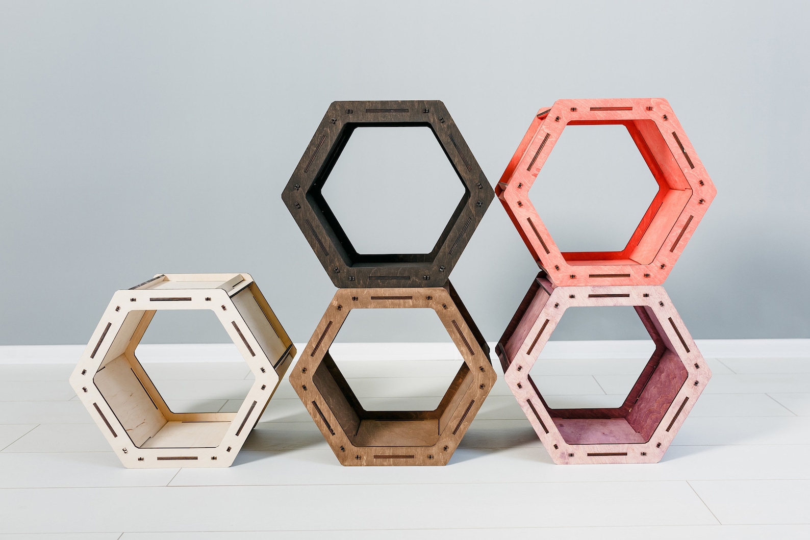 ANTIQUE BOOKCASE HEXAGON Shelf Handmade Home Etsy