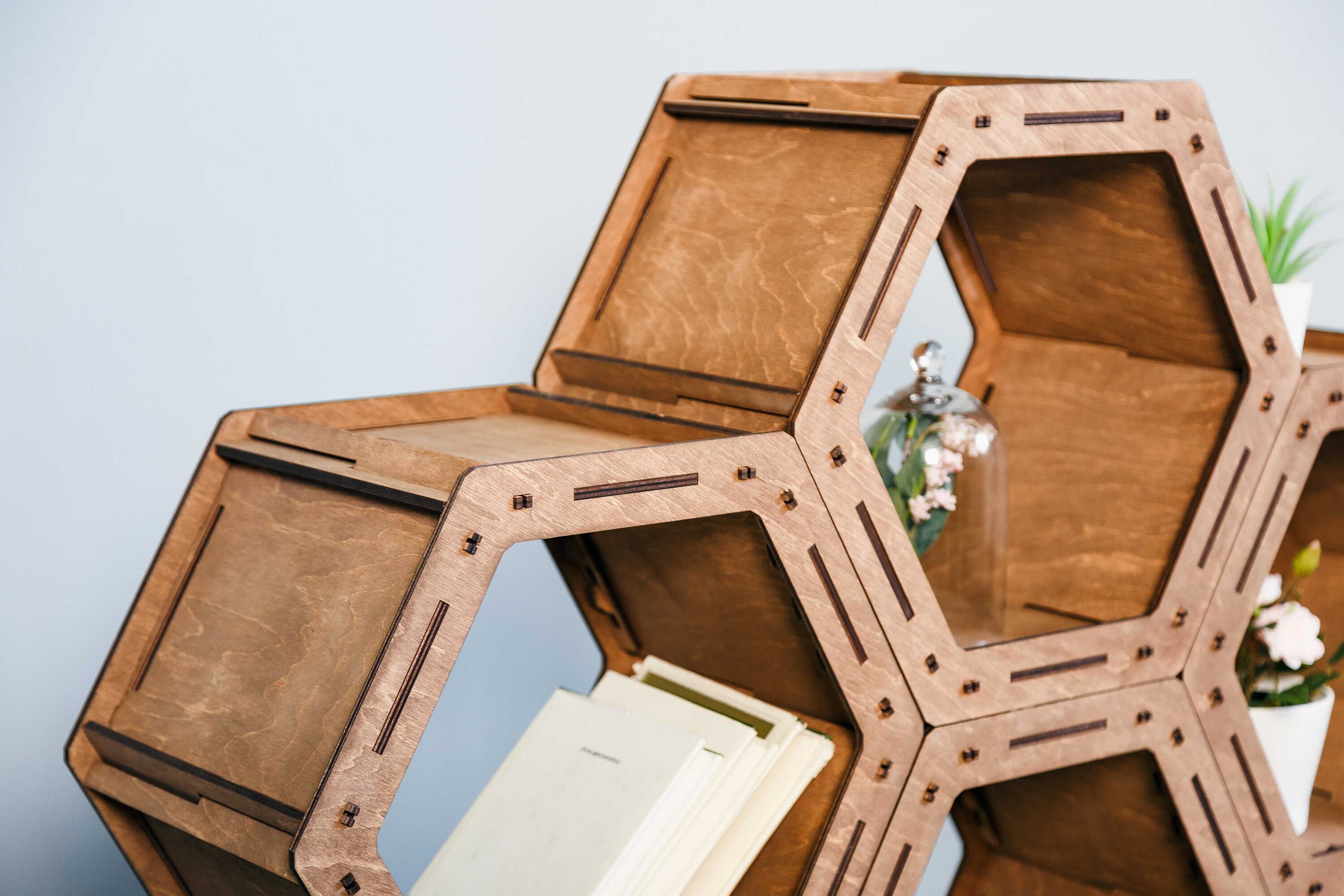 Hexagon Shelves Big Set Of Wood Bookshelves Wooden Shelves Etsy