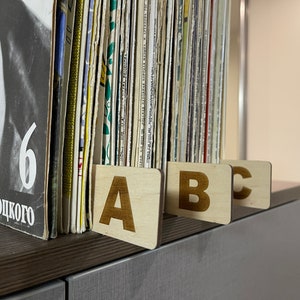 Divisores de discos de vinil, separadores de discos LP, divisores de gênero, divisor de livros personalizado, conjunto de ambos os lados, ecológico