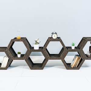 Hexagon Shelves, HONEYCOMB Shelves, Geometric Shelf, wall decor, Bookcase, Floating shelves, Housewarming gift, image 5