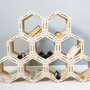 Honeycomb Hexagon shelves, Loft shelf, Geometric Shelves, Custom Bookcase, Housewarming Gift, Modular shelving, Custom shelves