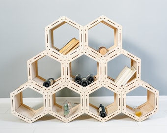 Honeycomb Hexagon shelves, Loft shelf, Geometric Shelves, Custom Bookcase, Housewarming Gift, Modular shelving, Custom shelves
