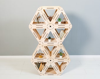 ÉTAGÈRE MODERNE - Étagères TRIANGLE - Étagère de décoration intérieure loft triangulaire faite à la main - Belle bibliothèque personnalisée Baltic Birch Plywood Shelf pour lui