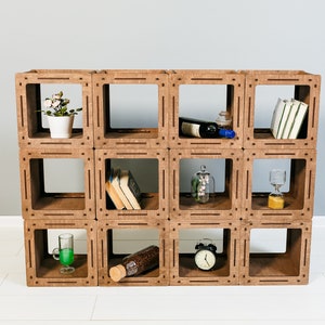 Étagère en bois, faite main, bibliothèque autoportante, cube de rangement, étagère élégante, bois de récupération, étagères