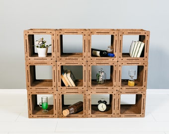 Wooden Bookshelf, Handmade Bookshelf, Freestanding Bookcase, cube storage, Stylish Bookshelf, Reclaimed Wood, Book Shelves
