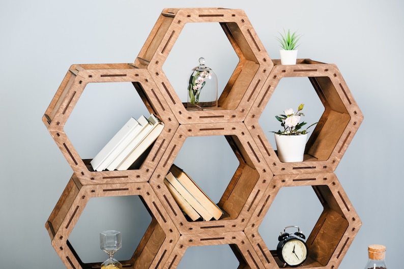 Hexagon Shelves Wall Beehive Bee Shelf Decor Large Etsy