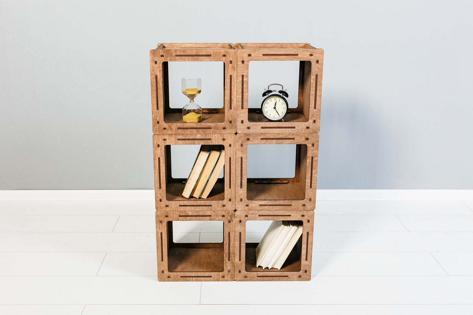 Wood Stained Box Floating Shelves Wall Cube Shelves Square Etsy