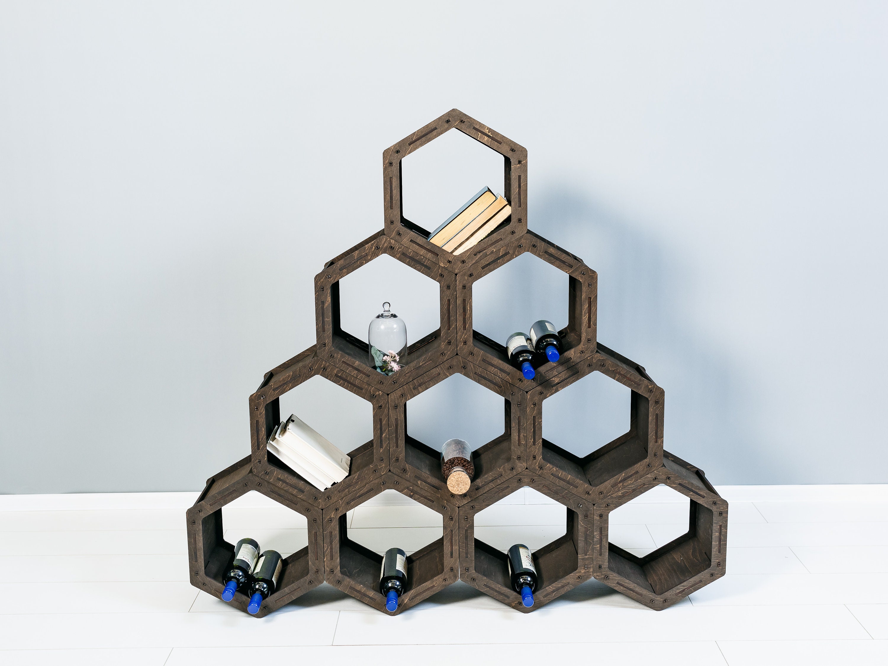 Hexagon Shelves Big Set Of Wood Bookshelves Wooden Shelves Etsy