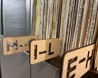 Horizontal record dividers, Vinyl Separators, LP Album Organisation, Book Dividers, gift for vinyl lovers, alphabet A-Z