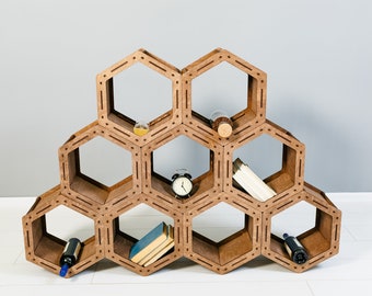 Honeycomb Hexagon shelves, Loft shelf, Geometric Shelves, Custom Bookcase, Housewarming Gift, Modular shelving, Custom shelves