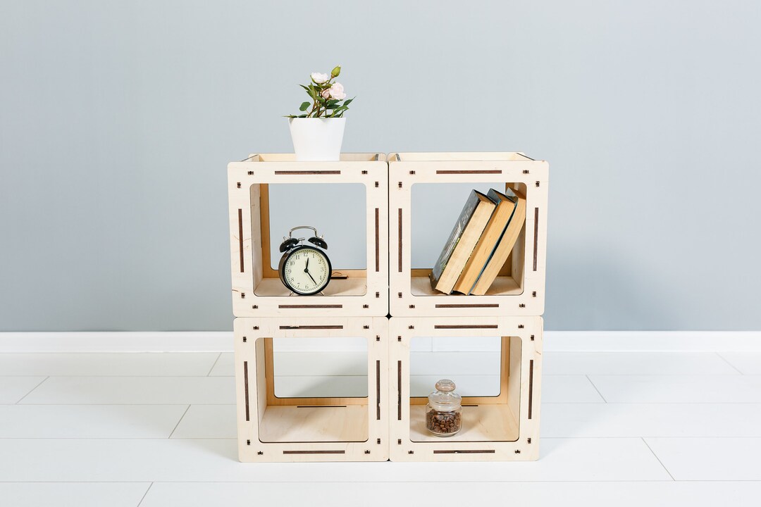 Wood Cube Shelf, Set of Custom Shelves, Modern Wall Box, Floating