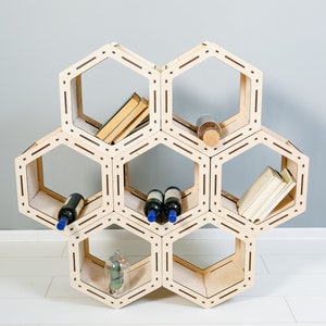 Honeycomb Hexagon shelves, Loft shelf, Geometric Shelves, Custom Bookcase, Housewarming Gift, Modular shelving, Custom shelves