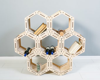 Honeycomb Hexagon shelves, Loft shelf, Geometric Shelves, Custom Bookcase, Housewarming Gift, Modular shelving, Custom shelves